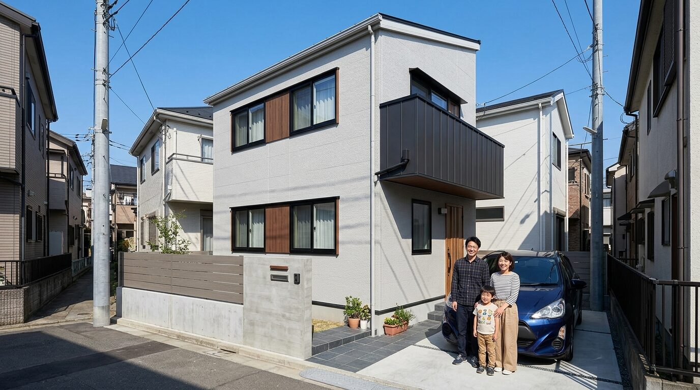 限られた敷地でも家族の成長に合わせて変化できる、現実的な広さのモダンな2階建て戸建て住宅