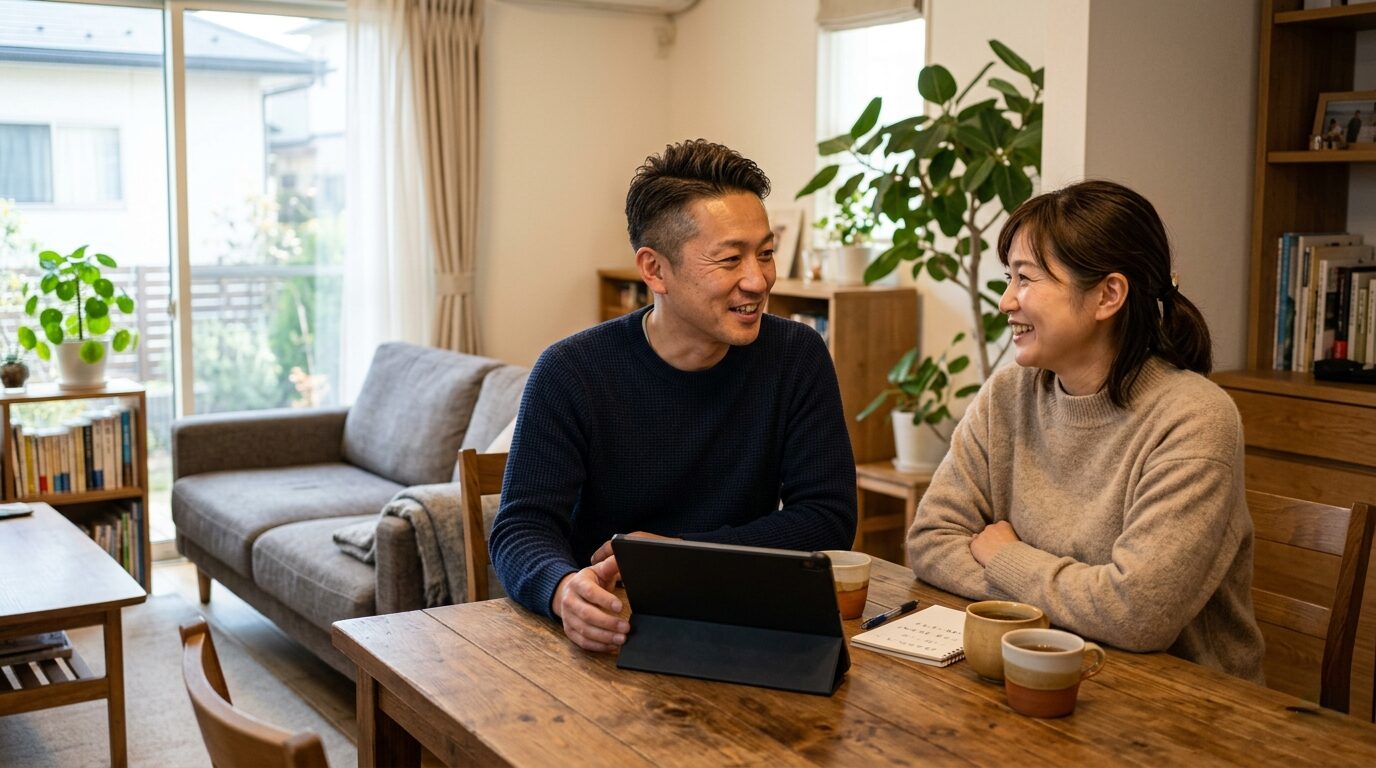 ライフスタイルに合わせて将来の資金計画について話し合う夫婦