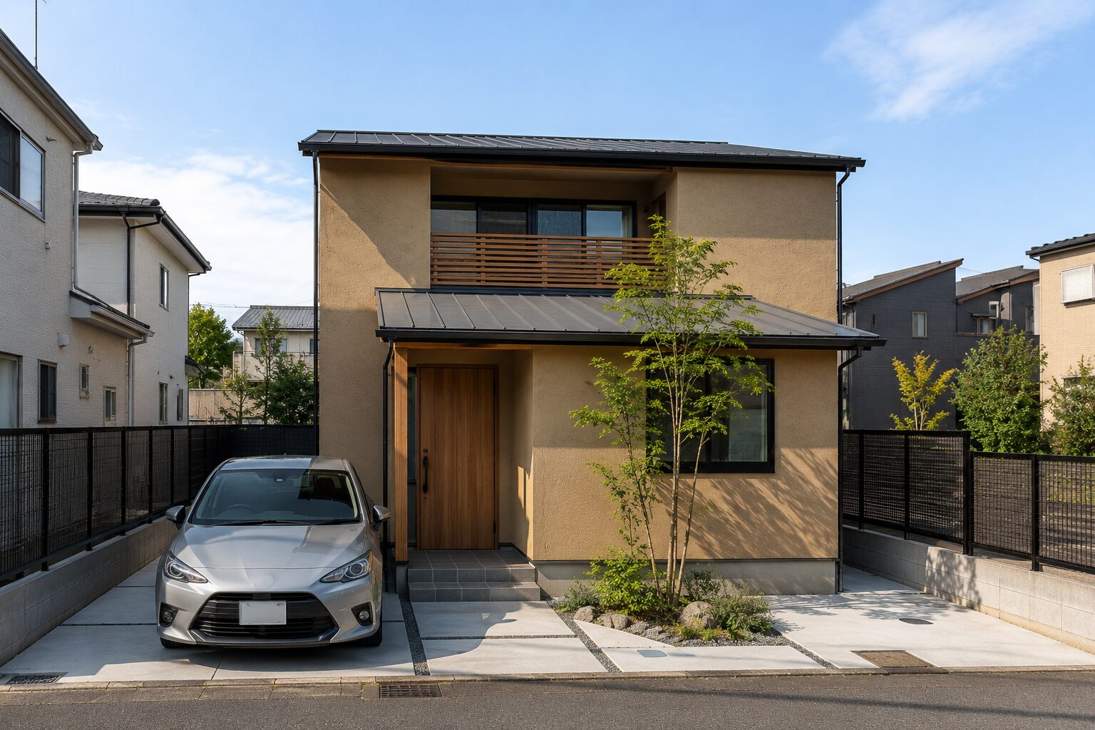 25坪の敷地に美しく配置された神奈川エリアの戸建て住宅外観｜建ぺい率・容積率と敷地のゆとり