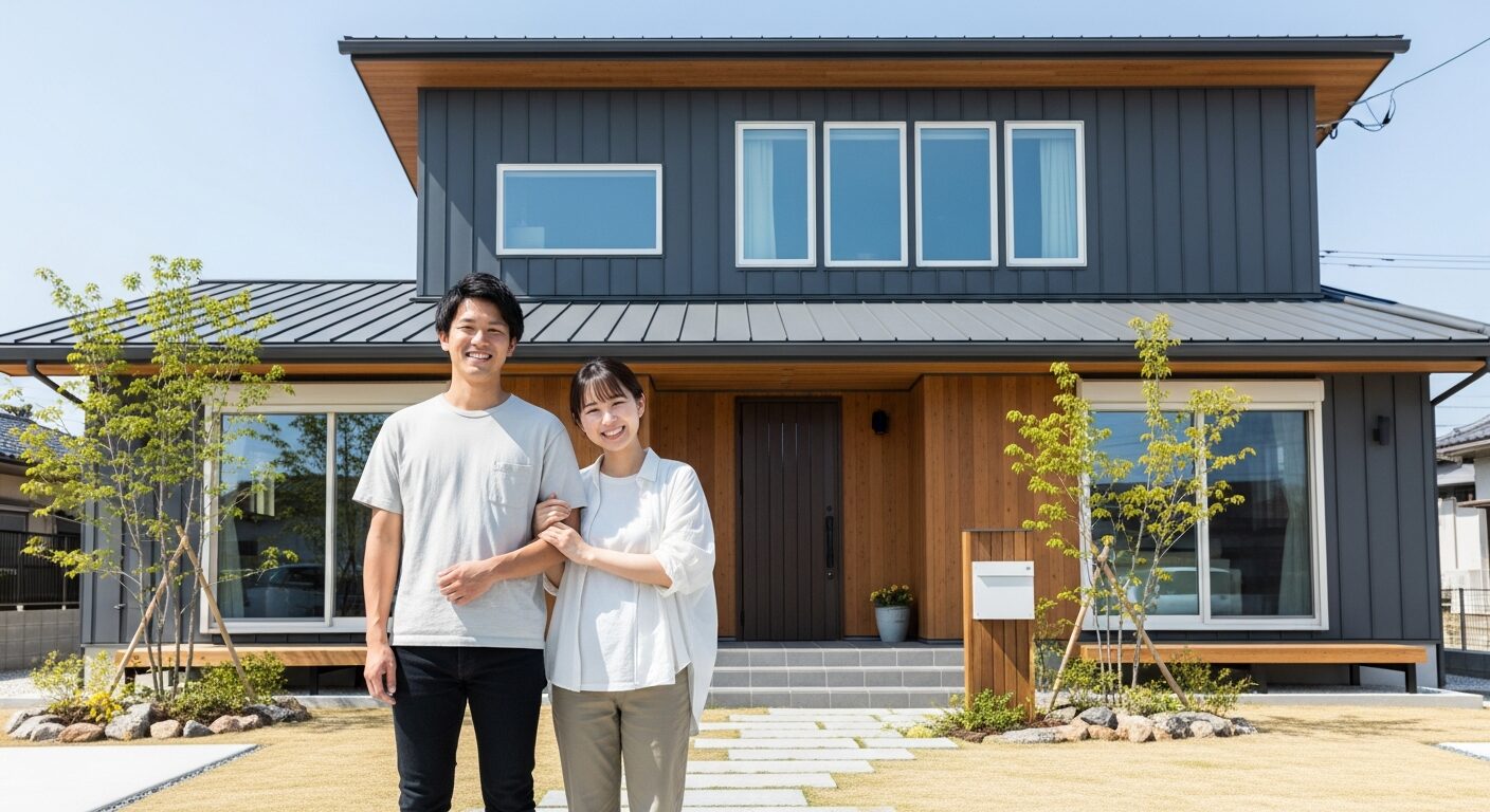 外壁のメンテナンス頻度が少なく、将来の修繕費を抑えられる金属サイディングの家で暮らす夫婦