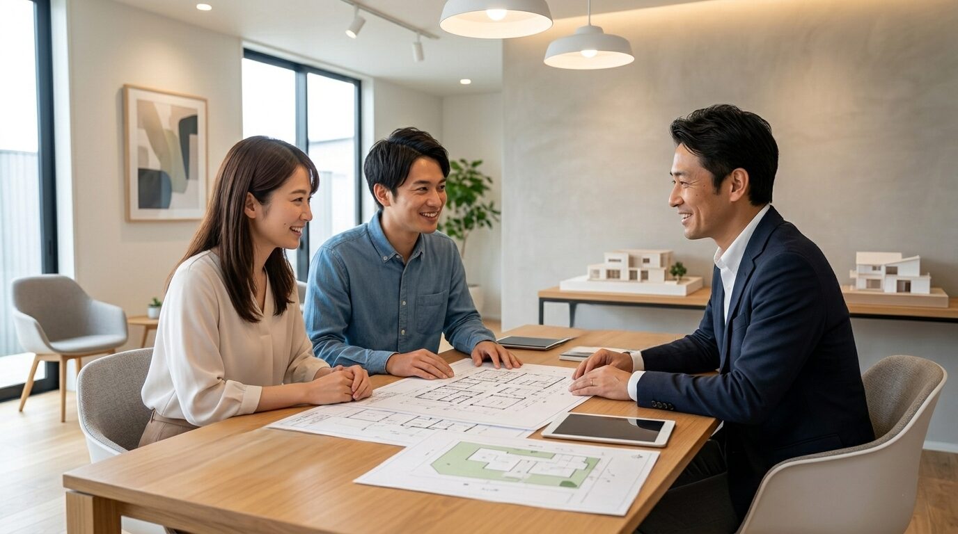 横浜市金沢区の土地探しから設計までを工務店の専門家と打ち合わせする夫婦